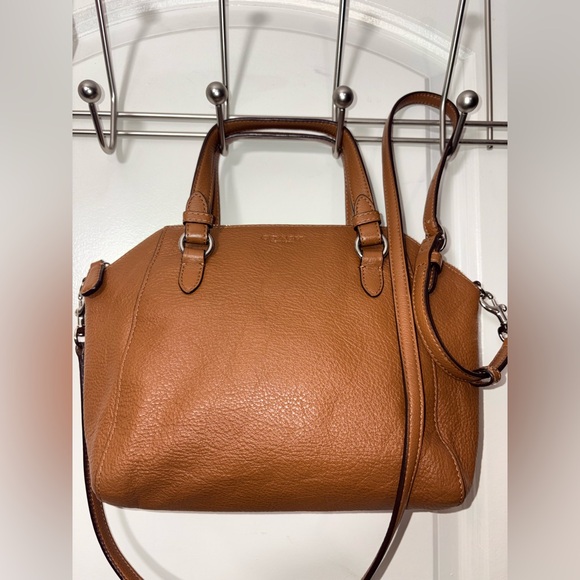 Coach Pebbled Leather Structured Satchel Crossbody Brown - Picture 12 of 12